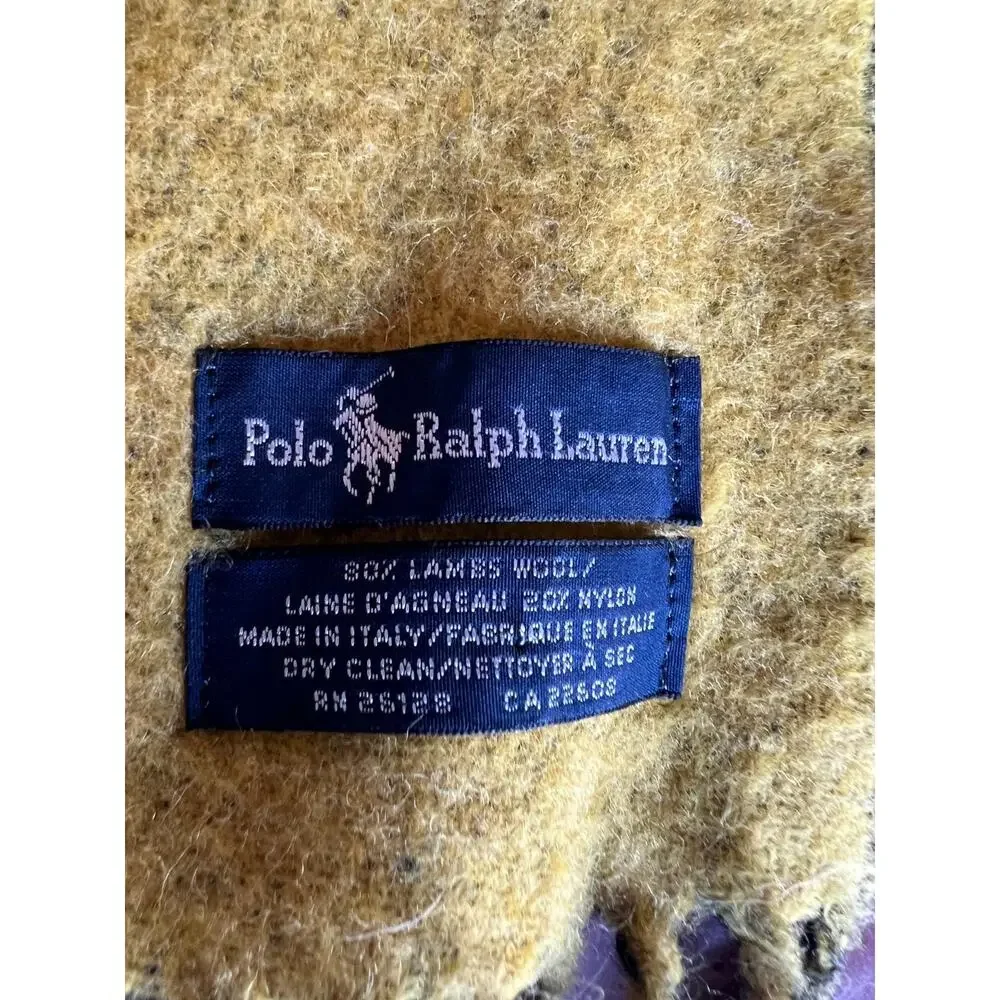 Vintage Ralph Lauren Men Scarf Polo Muffler Black Yellow Limited Edition Mint